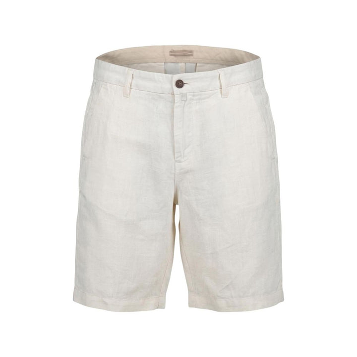 Borghese White Linen Bermuda Shorts
