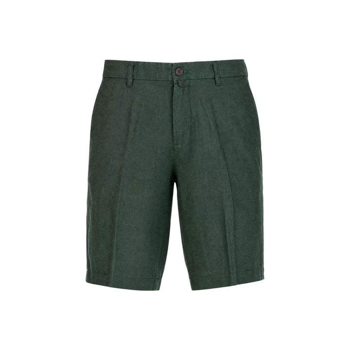 Borghese Green Linen Bermuda Shorts