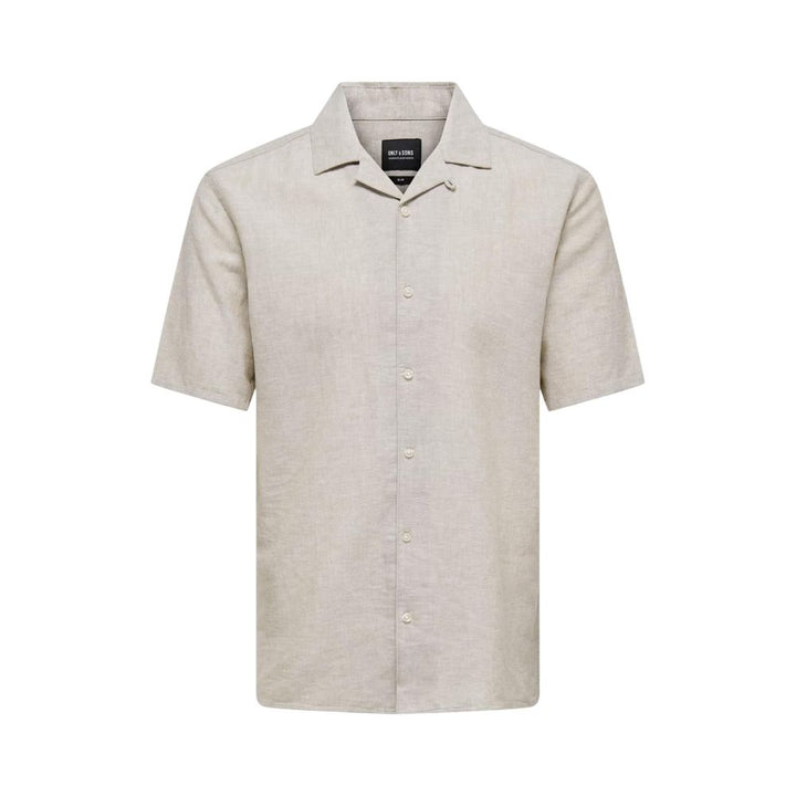 Only & Sons Beige Linen Shortsleeve Shirt