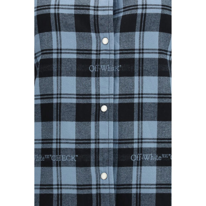 Off-White Blue Cotton Full-Length Jacket