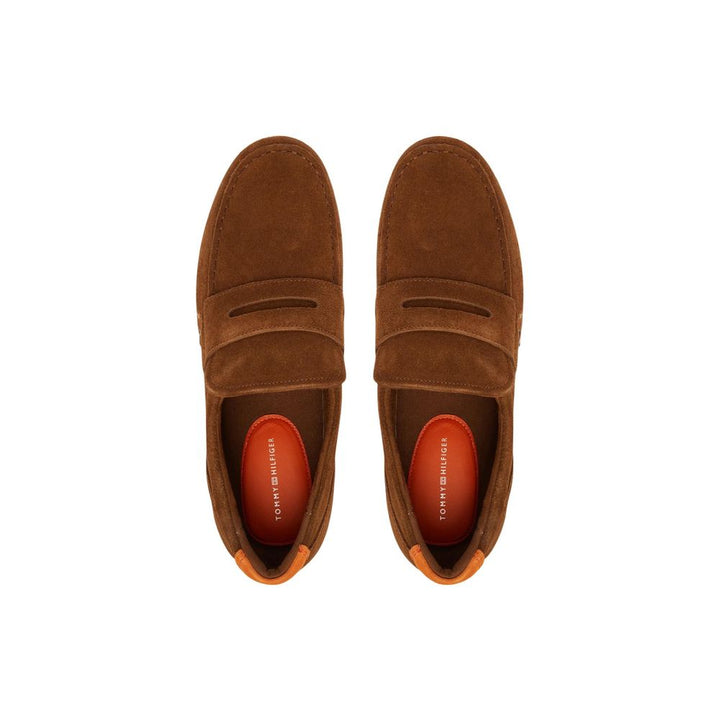 Tommy Hilfiger Brown Suede Leather Slip-On Loafers
