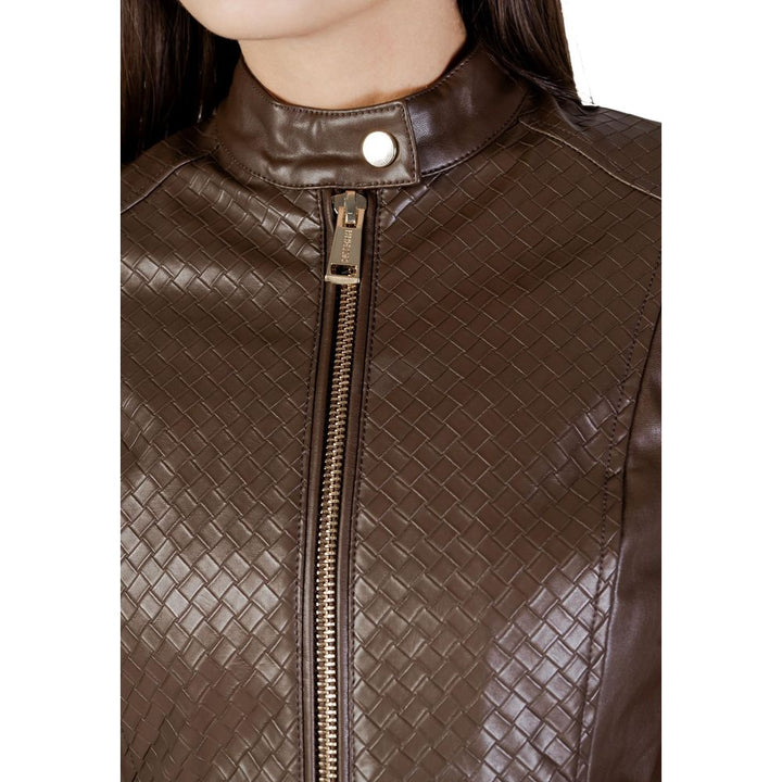 Guess Brown Polyethylene Biker Jacket