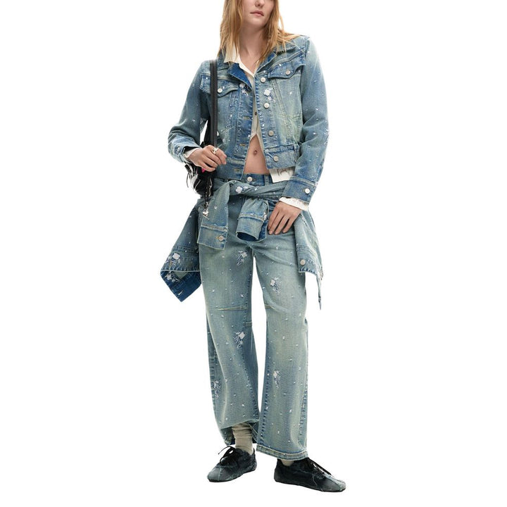 Desigual Blue Elastane Denim Jacket