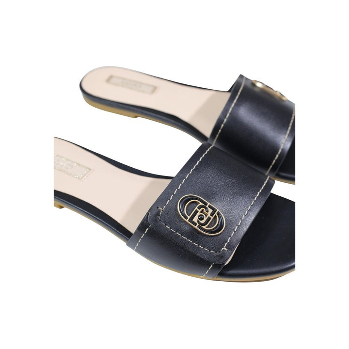 Liu Jo Black Leather Flat Sandals