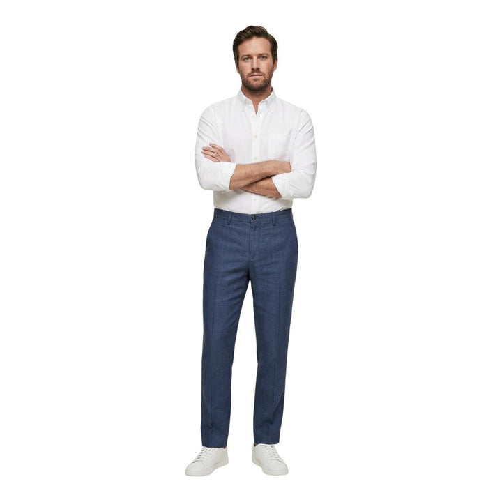 Borghese Blue Linen Casual Pants