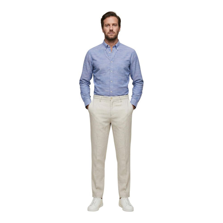 Borghese White Linen Casual Pants