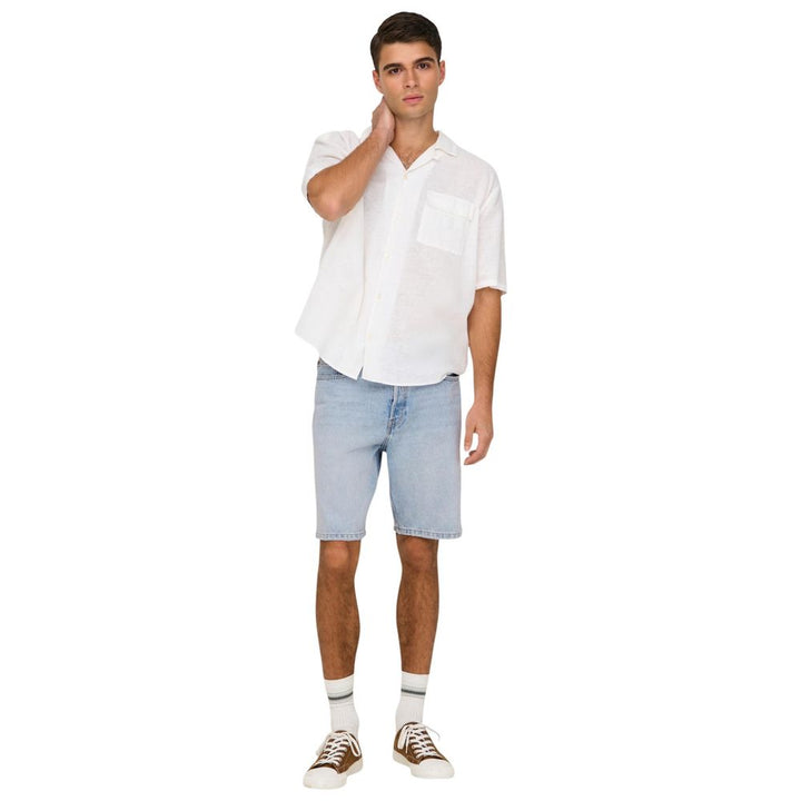 Only & Sons Light Blue Cotton Bermuda Shorts