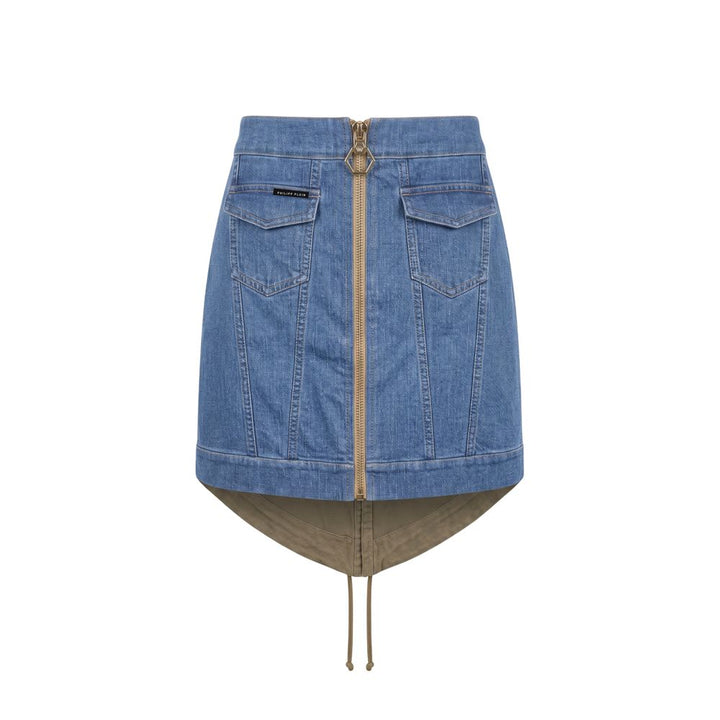 Philipp Plein Blue Cotton Women Skirt