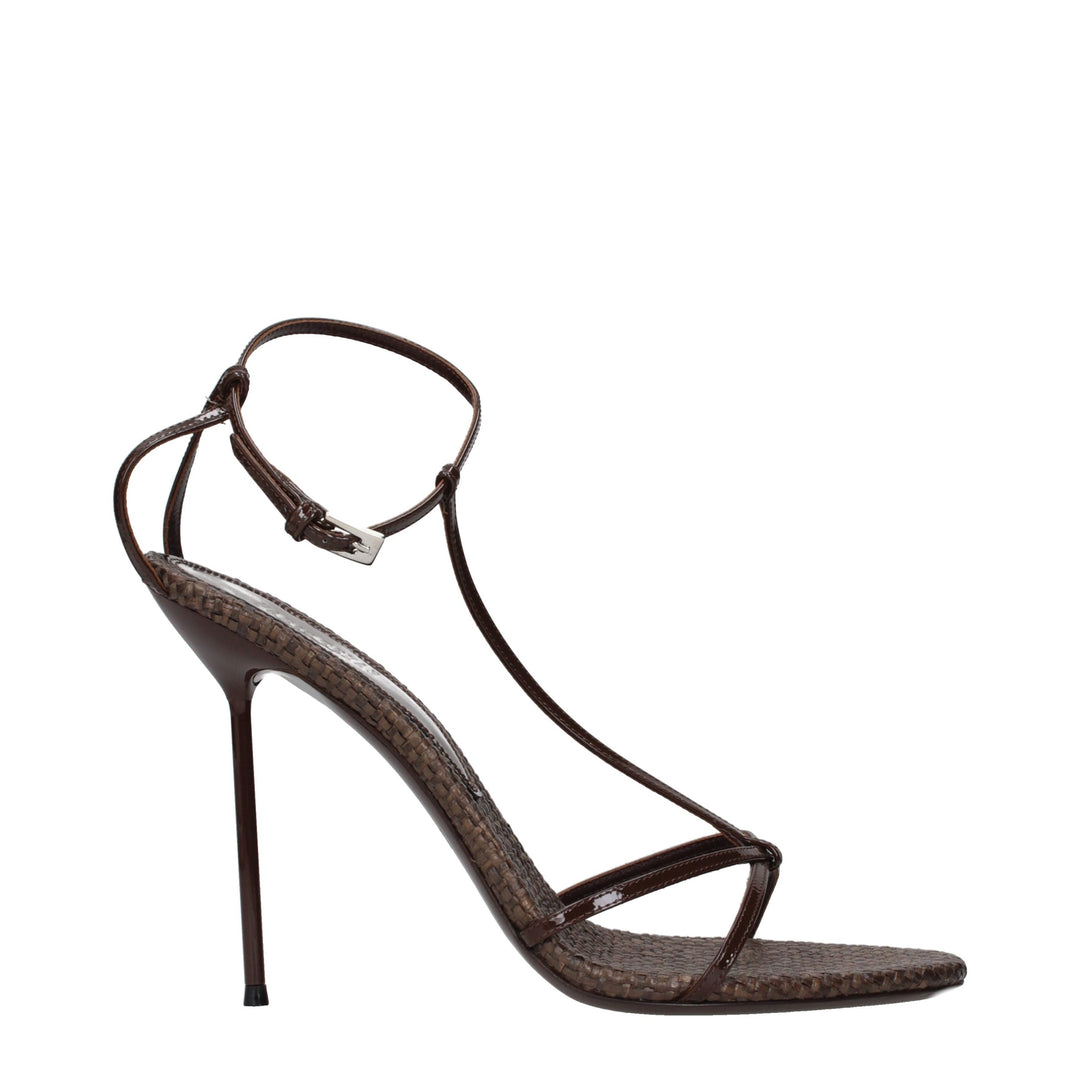 Paris Texas Brown Leather Stiletto Heel Sandals