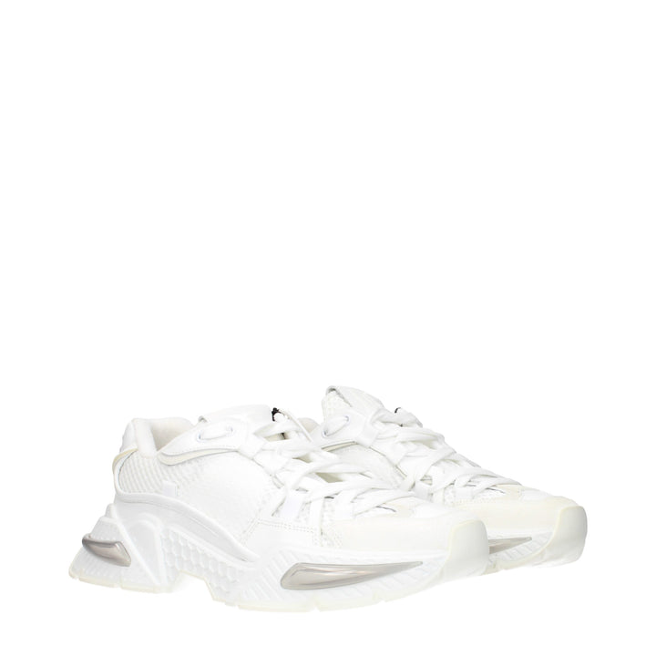 Dolce & Gabbana White Fabric Athletic Sneakers
