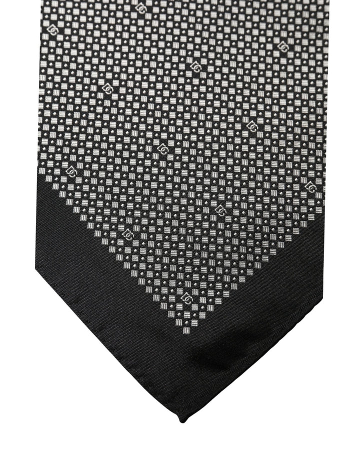 Dolce & Gabbana Black White Patterned Pocket Square Scarf