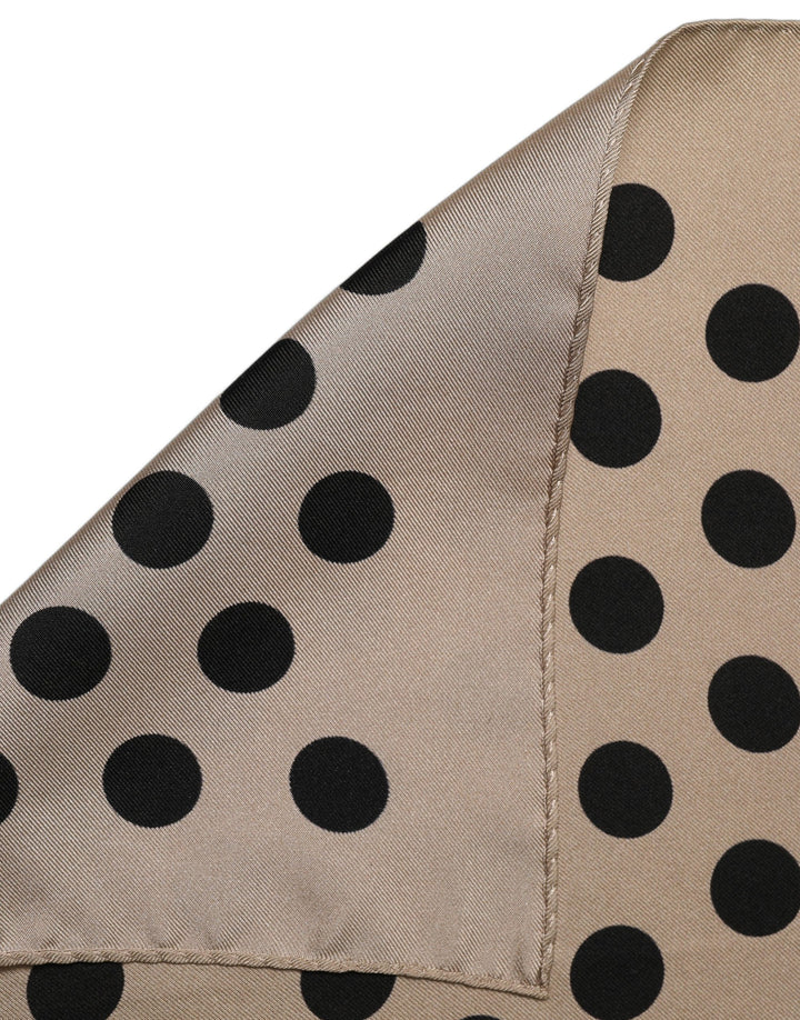 Dolce & Gabbana Beige Black Polka Dot Square Foulard Scarf