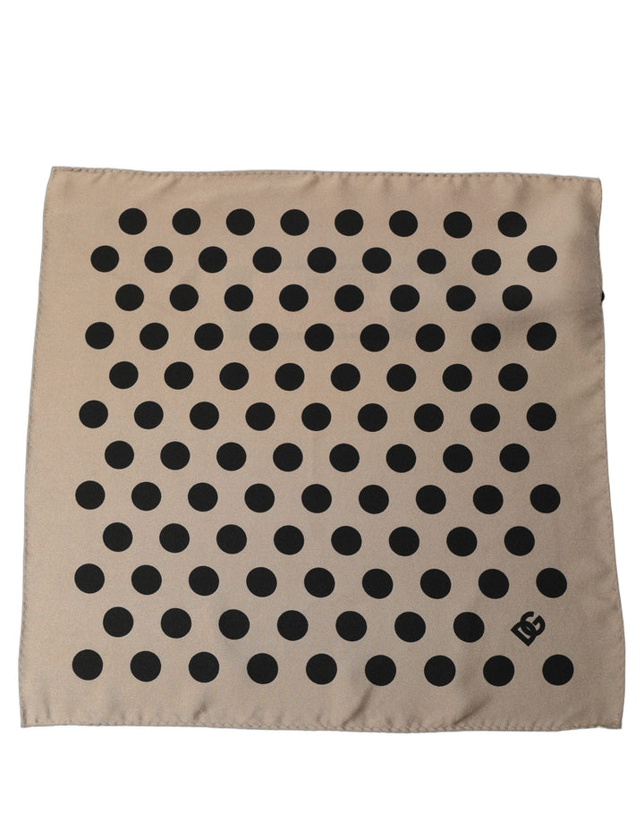 Dolce & Gabbana Beige Black Polka Dot Square Foulard Scarf