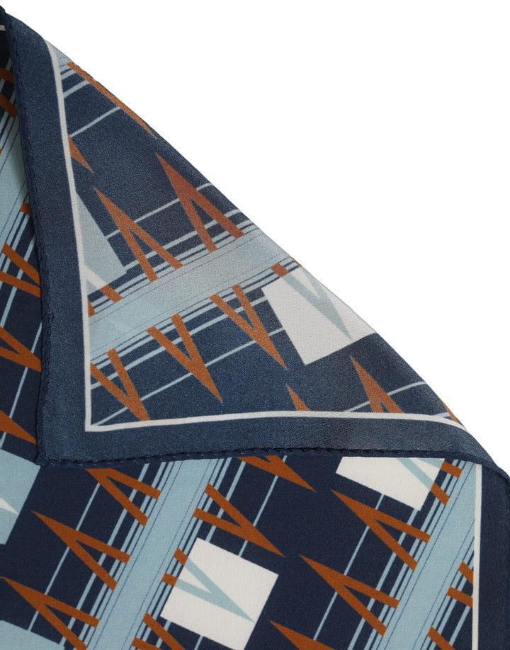 Dolce & Gabbana Navy Blue Abstract Square Pocket Foulard Scarf