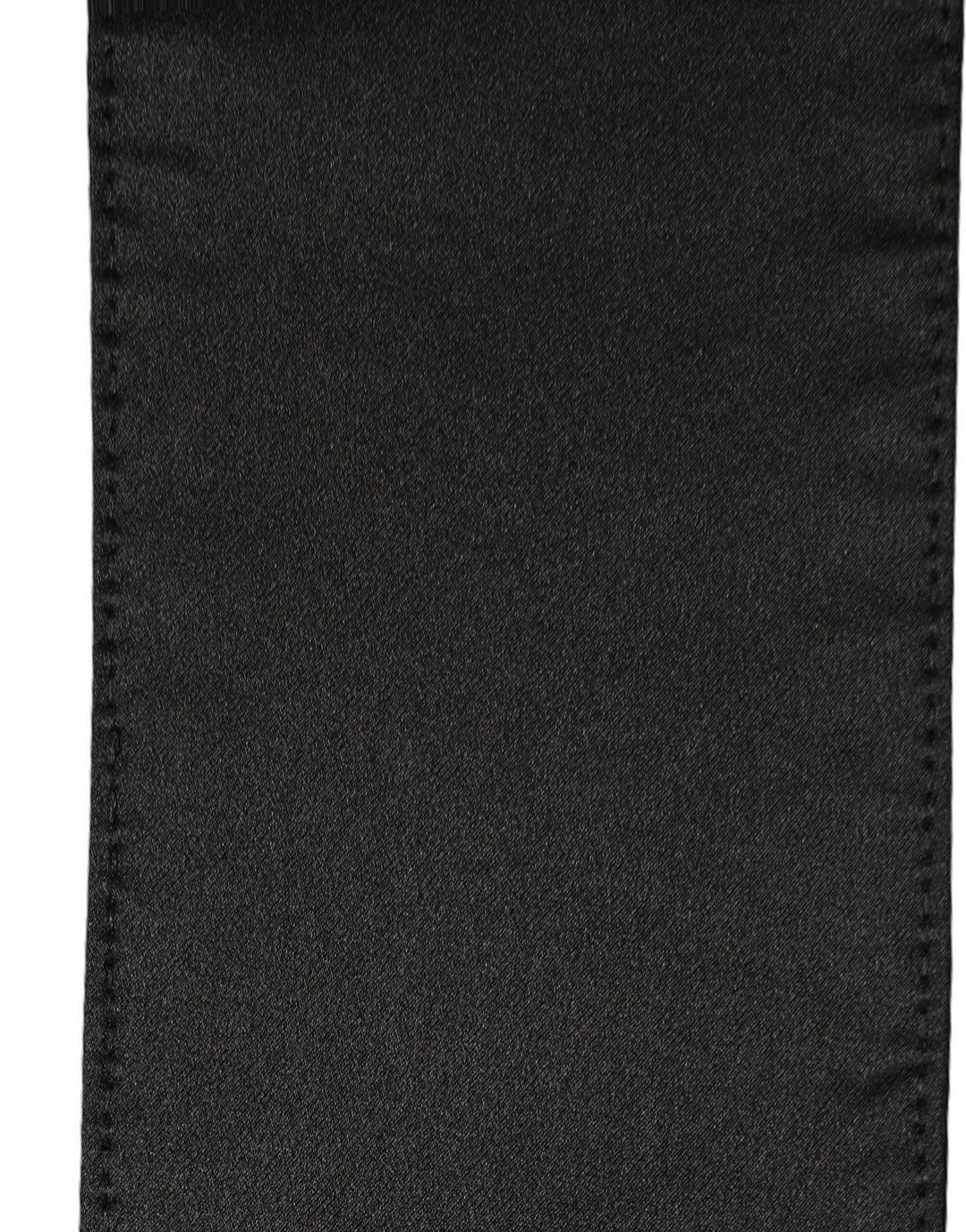 Dolce & Gabbana Black Satin Silk Skinny Fringed Shawl Scarf