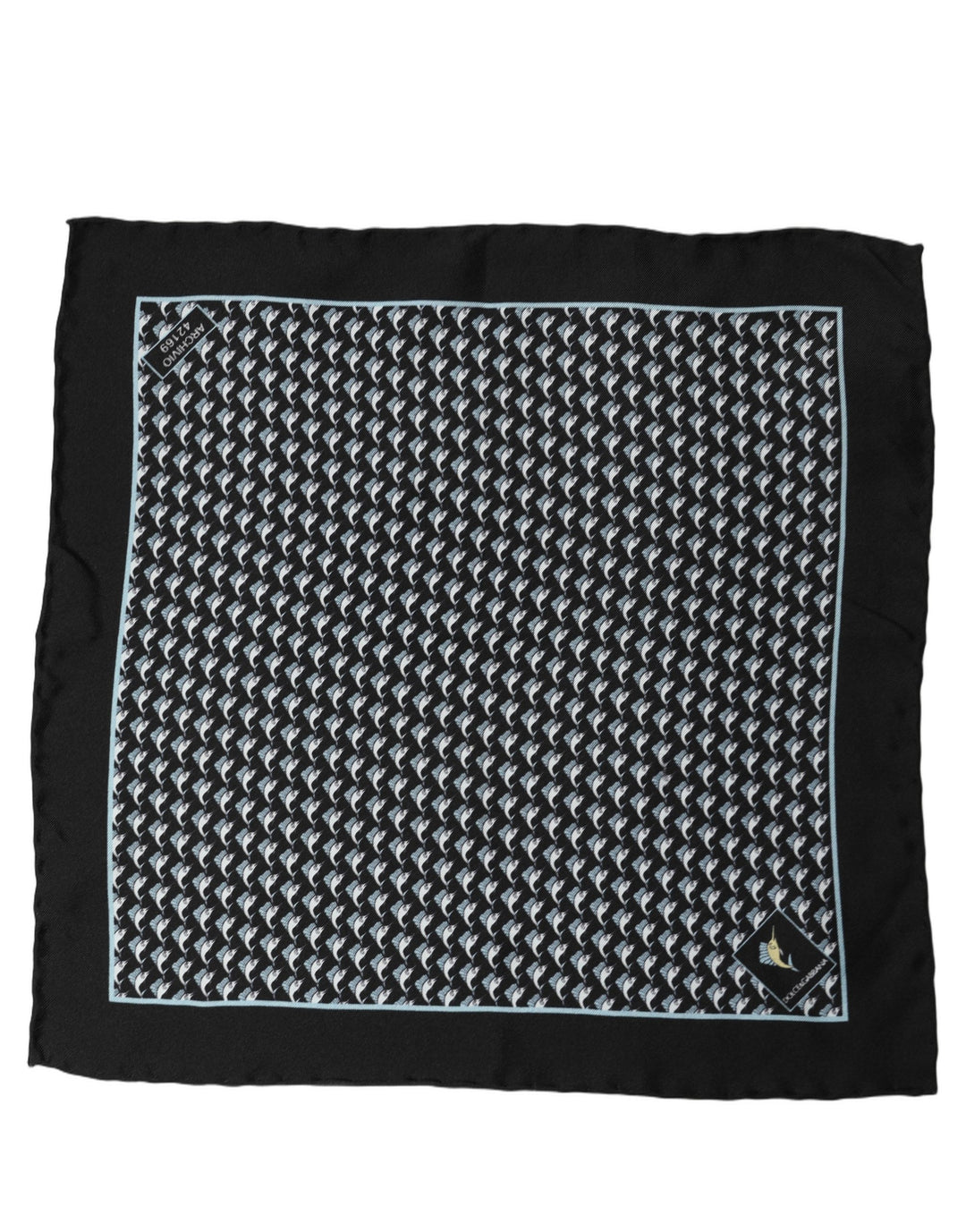 Dolce & Gabbana Black Silk Geometric Handkerchief Pocket Scarf
