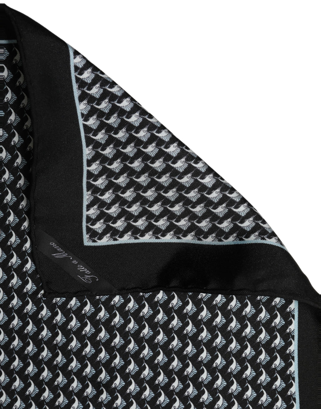 Dolce & Gabbana Black Silk Geometric Handkerchief Pocket Scarf