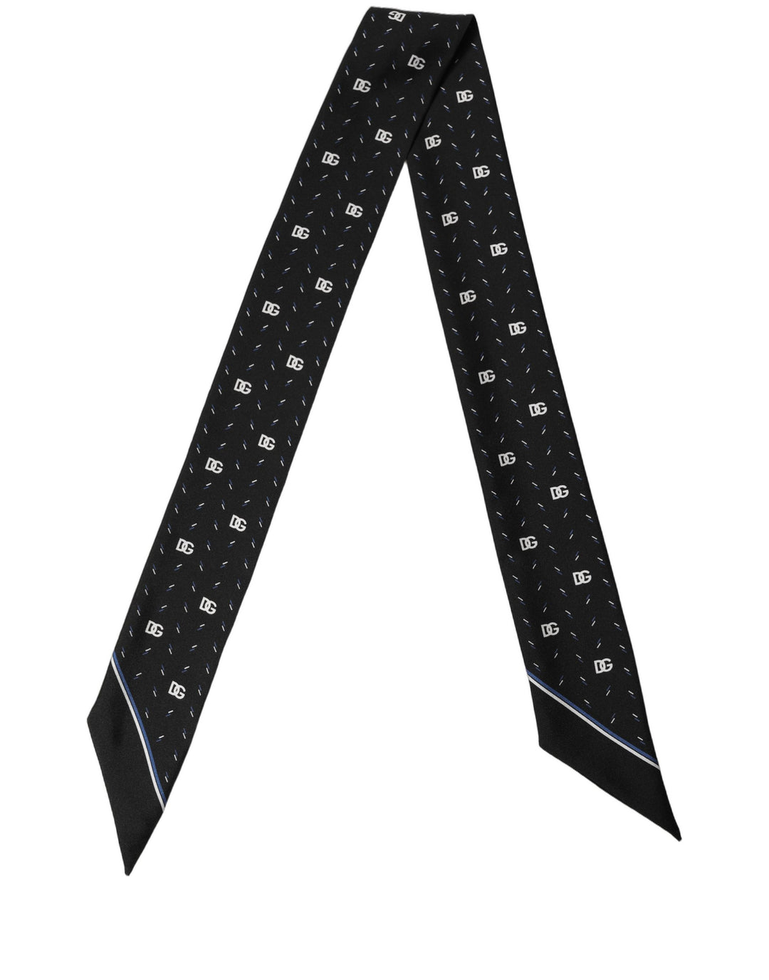 Dolce & Gabbana Black Silk DG Logo Men Skinny Shawl Scarf
