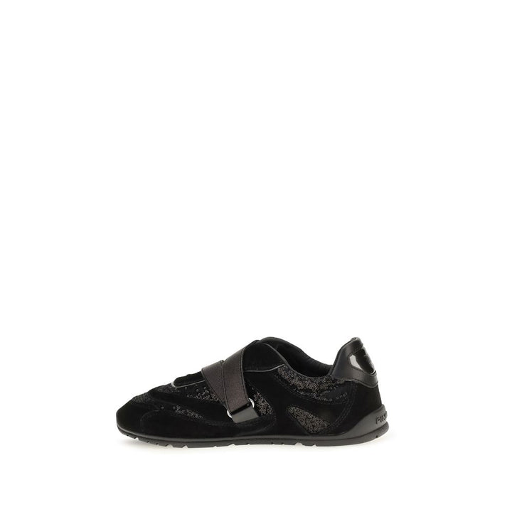 PINKO Black Suede Leather Athletic Sneakers