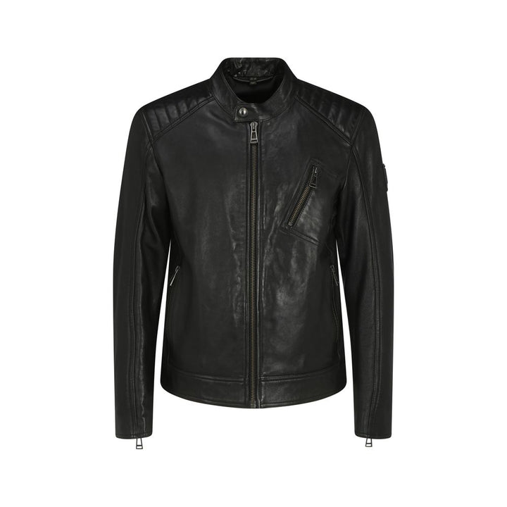 Belstaff Black Lamb Ovis Aries Leather Jacket