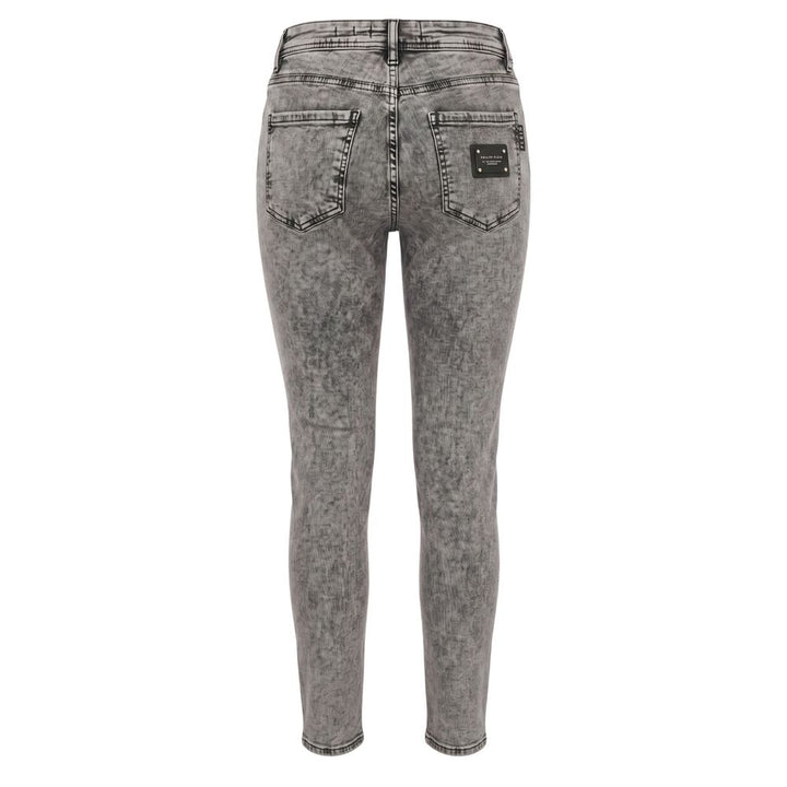 Philipp Plein Grey Cotton Women Jeans
