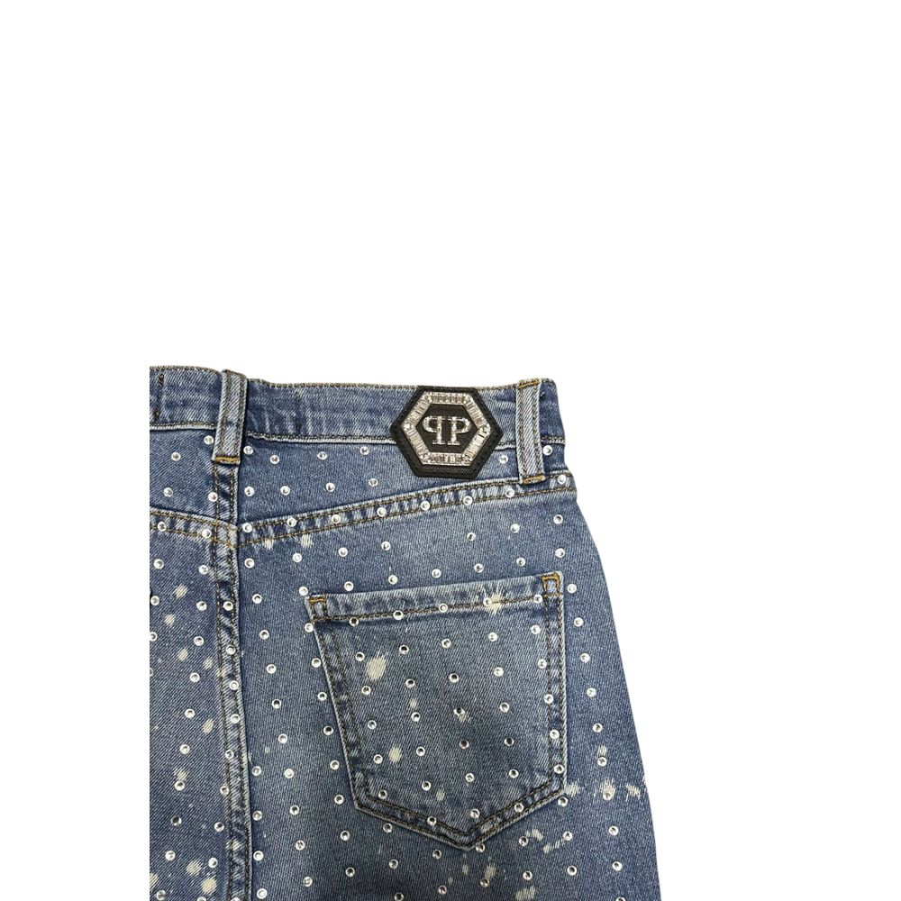 Philipp Plein Blue Cotton Women Jeans