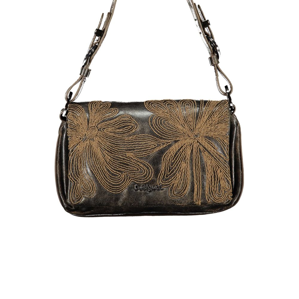 Desigual Brown Polyurethane Women's Bag with Embroidery and Magnet Closure