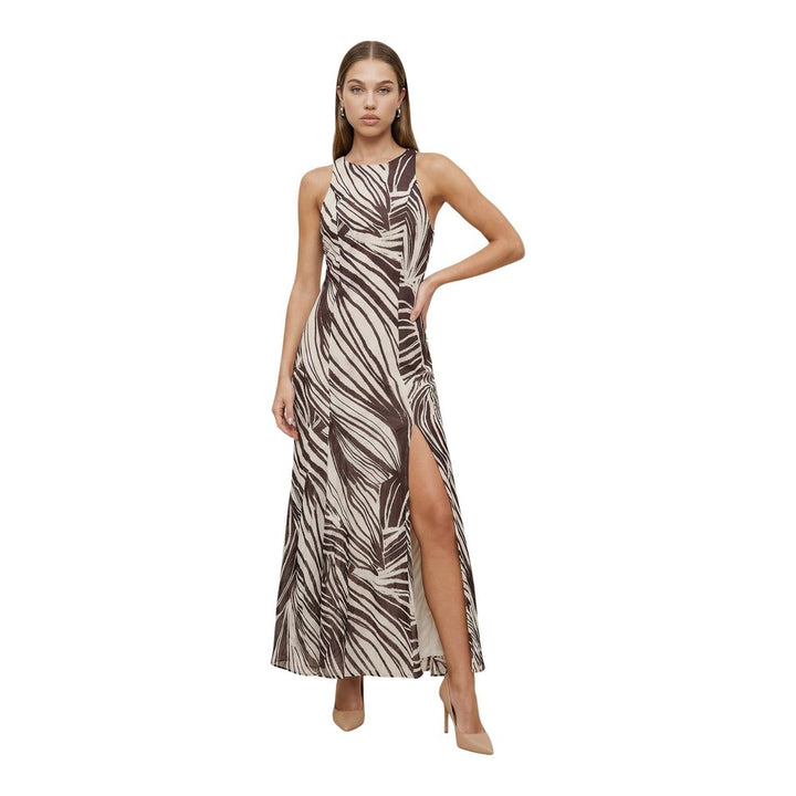Guess Brown Polyester Long Dress