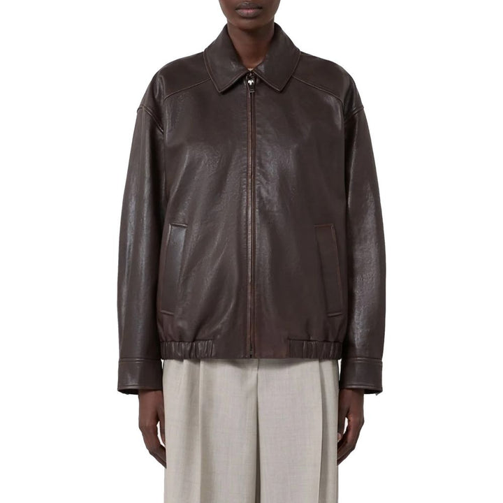 Max Mara Brown Lamb Leather Leather Jacket
