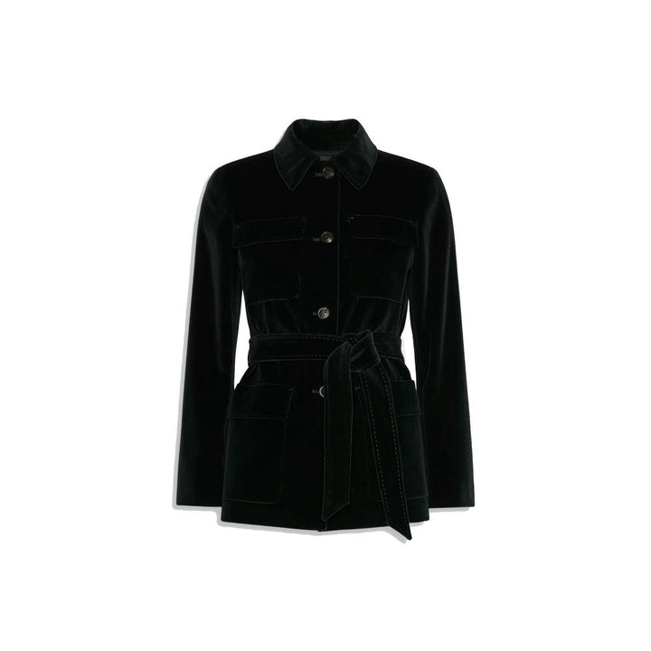 Max Mara Black Cotton Full-Length Jacket