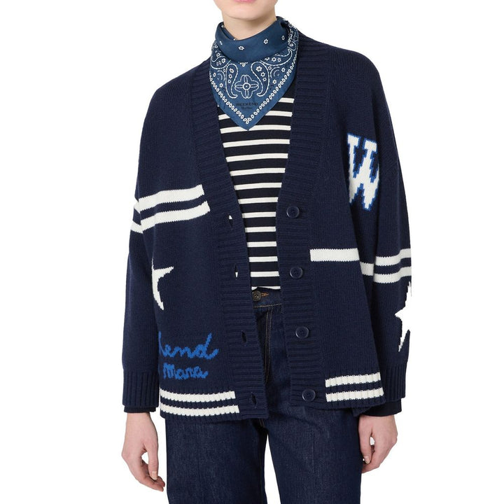 Max Mara Blue Virgin Wool Cardigan