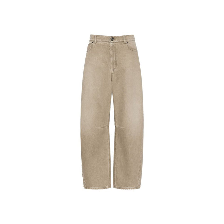 Max Mara Beige Cotton Relaxed Fit Jeans