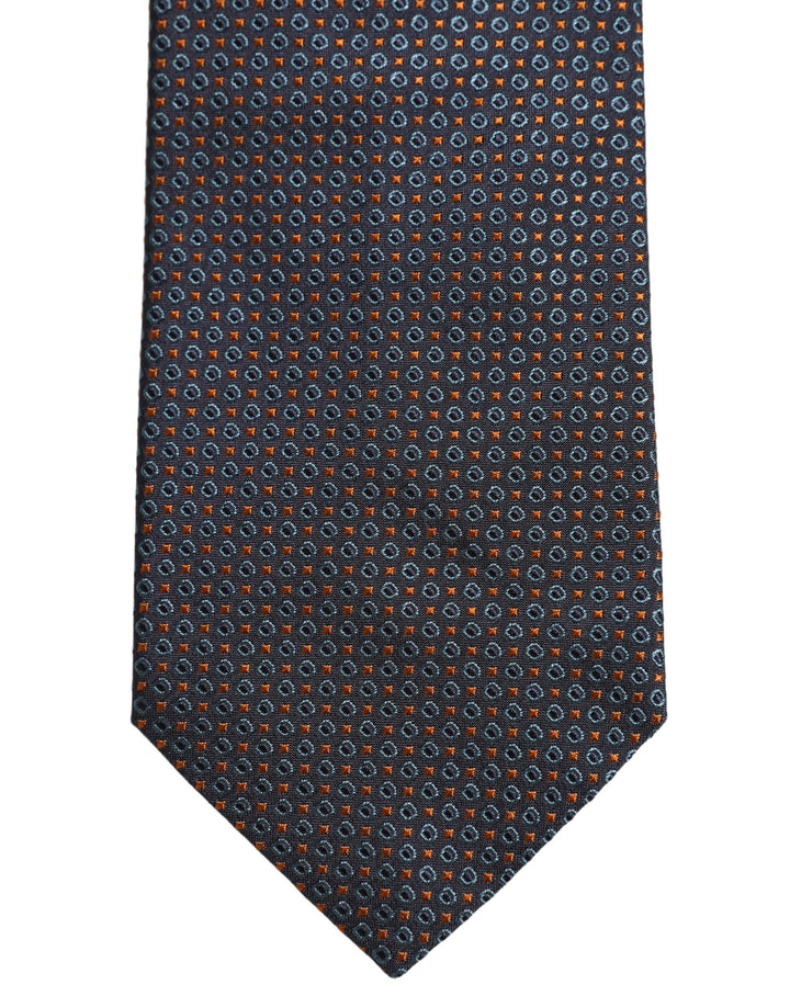 Dolce & Gabbana Dark Blue Geometric Silk Adjustable Necktie Accessory Tie