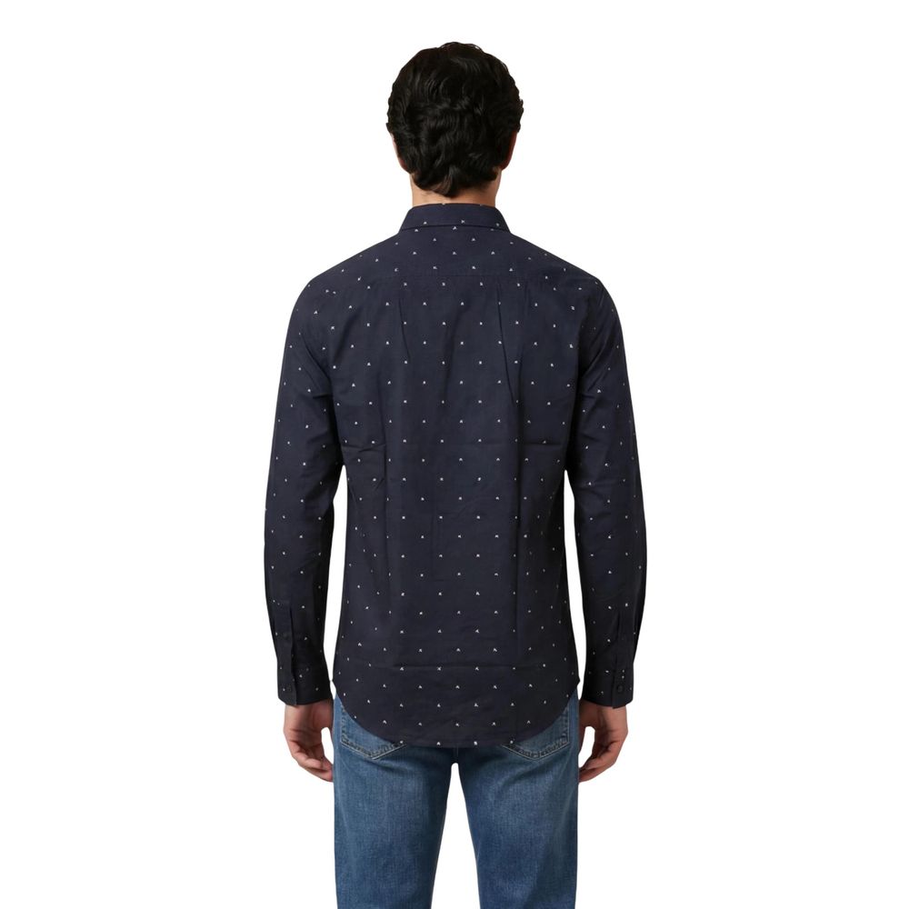 Armani Exchange Blue Cotton Pattern Shirt