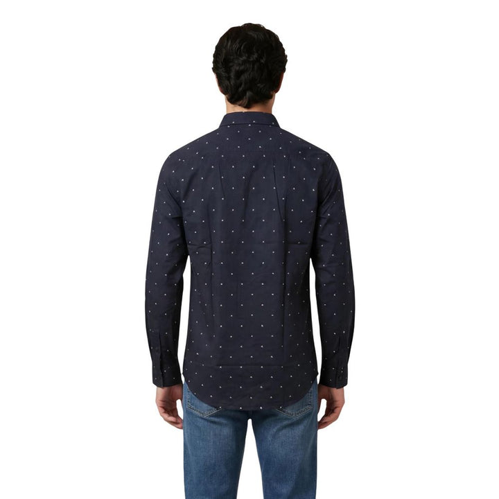 Armani Exchange Blue Cotton Pattern Shirt