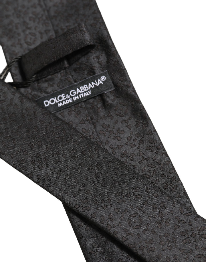 Dolce & Gabbana Black Jacquard Silk Adjustable Necktie Men Accessory Tie