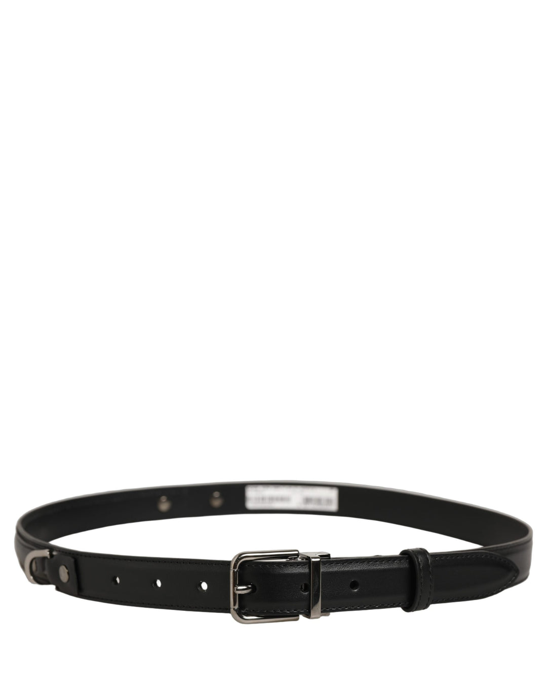 Dolce & Gabbana Black Leather Silver Tone Metal Buckle Belt