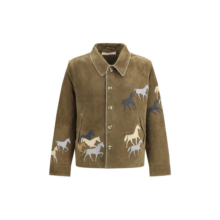 Baziszt Brown Suede Leather Full-Length Jacket