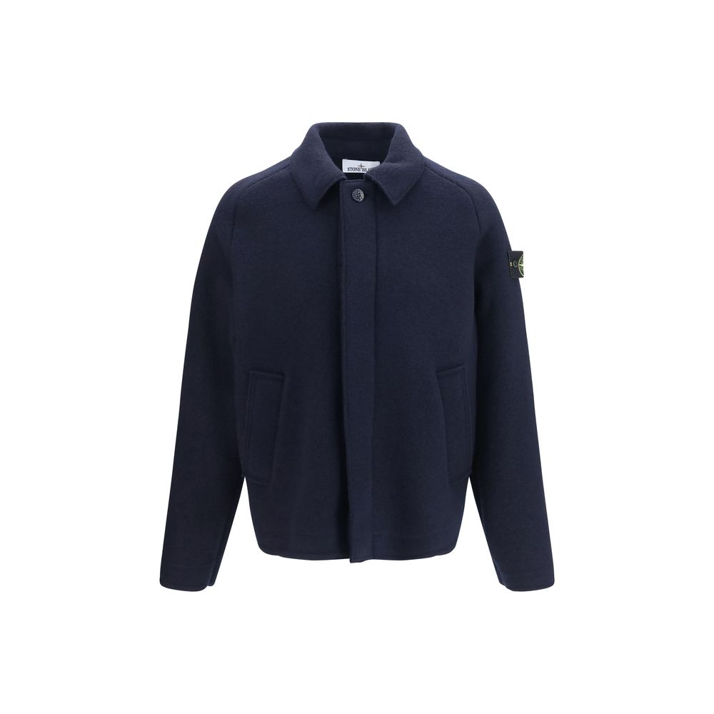 Stone Island Blue Wool Oves Aries Jacket