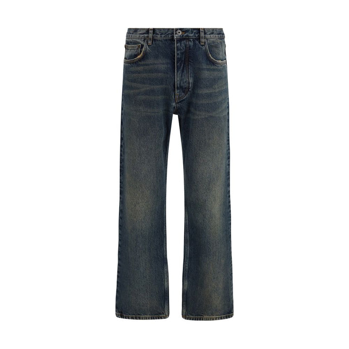 Off-White Blue Cotton Straight-Leg Jeans