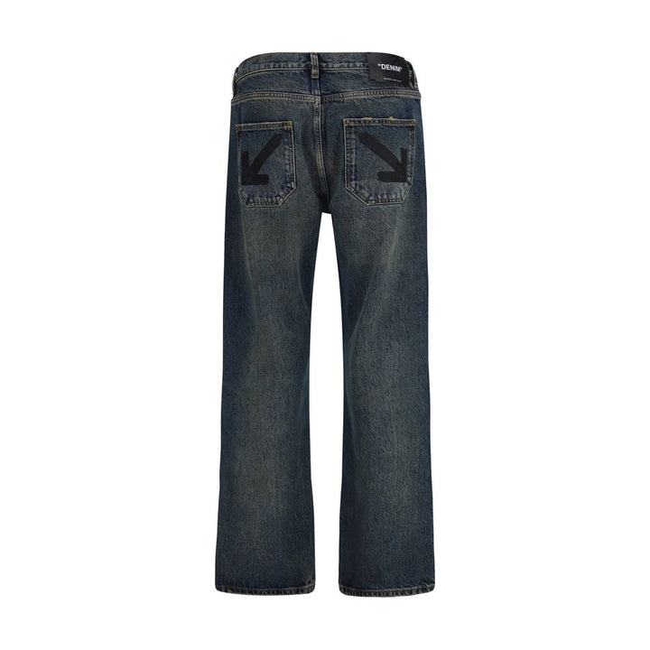 Off-White Blue Cotton Straight-Leg Jeans