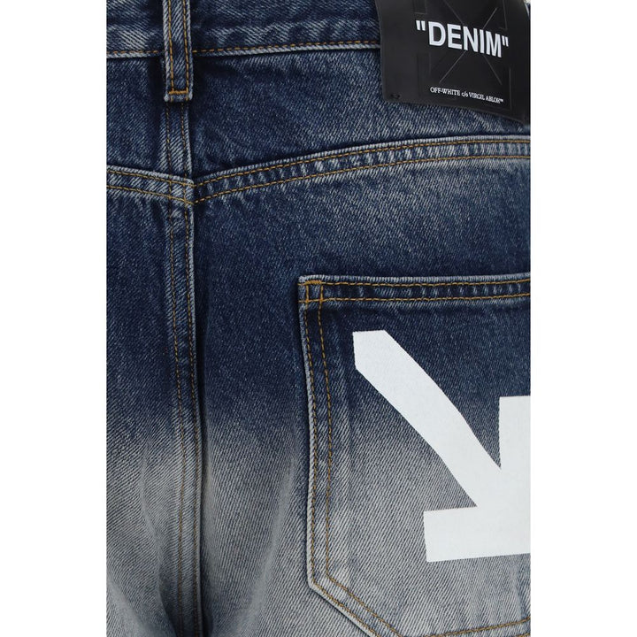 Off-White Gray Cotton Slim Fit Jeans