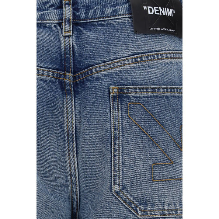 Off-White Blue Cotton Slim Fit Jeans