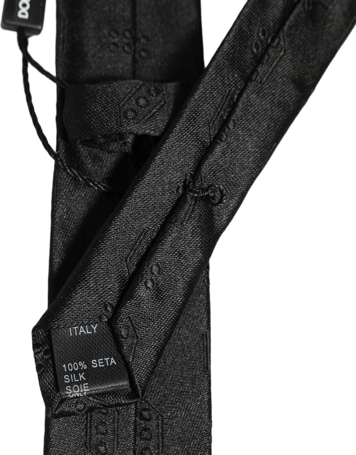 Dolce & Gabbana Black Silk Jacquard Adjustable Men Necktie Accessory Tie