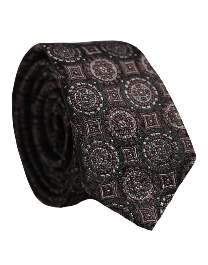 Dolce & Gabbana Dark Purple Geometric Adjustable Necktie Accessory Tie