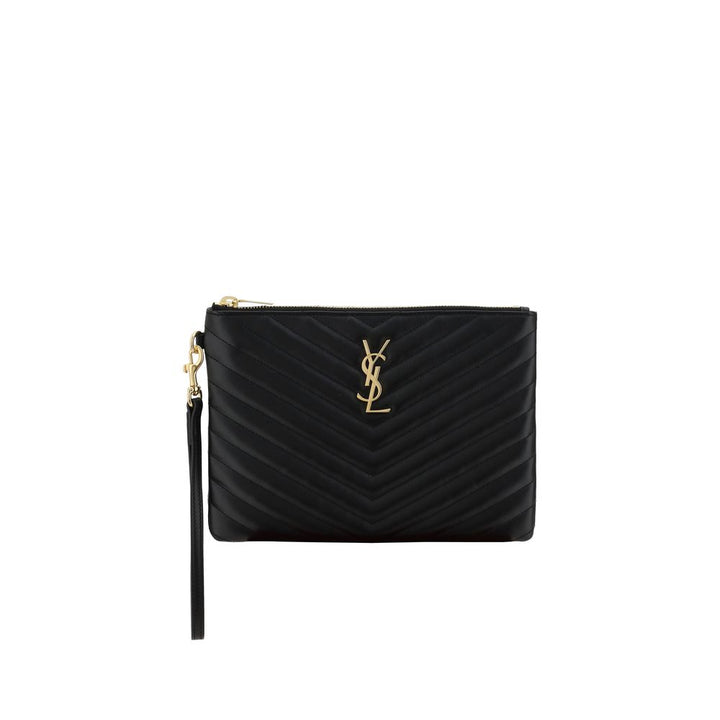 Saint Laurent Black Calf Leather Bos Taurus Clutch Bag