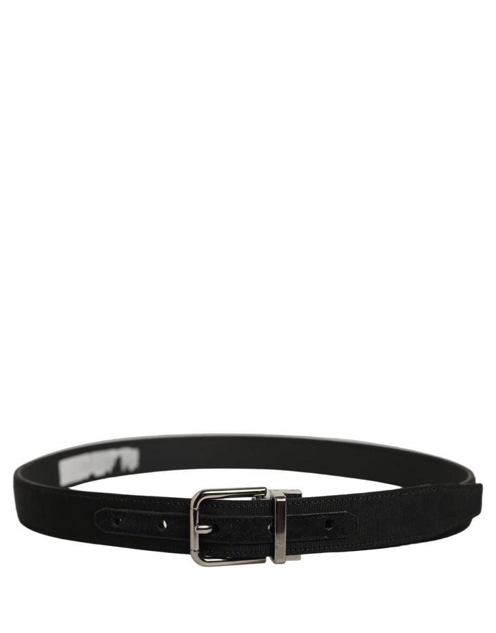Dolce & Gabbana Black Classic Leather Silver Tone Buckle Belt