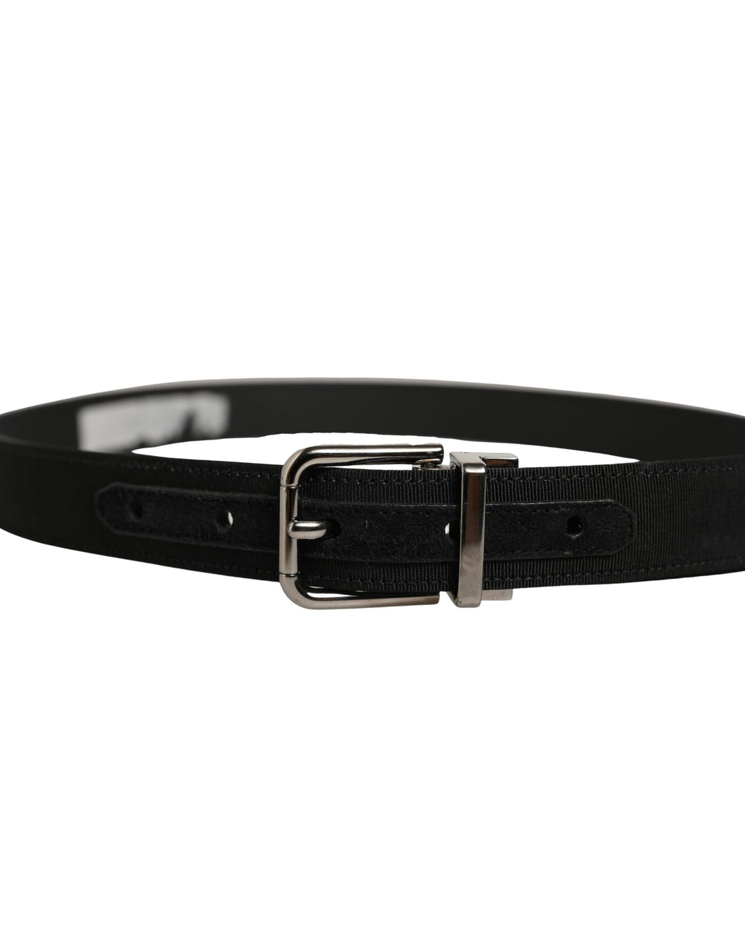Dolce & Gabbana Black Classic Leather Silver Tone Buckle Belt