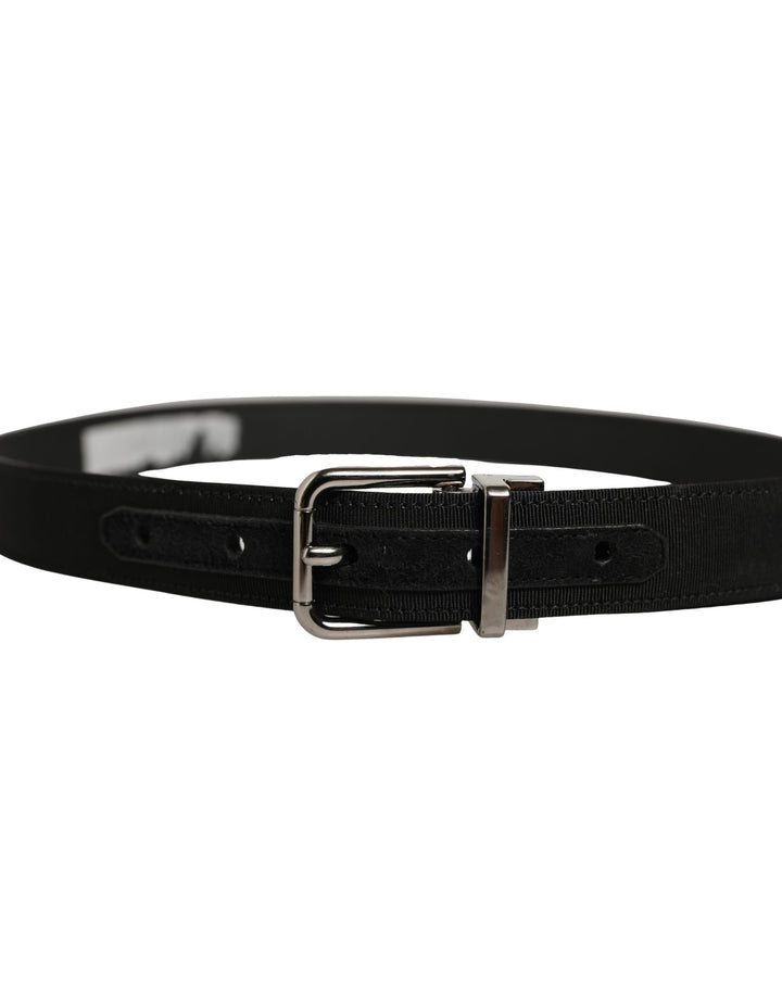 Dolce & Gabbana Black Classic Leather Silver Tone Buckle Belt