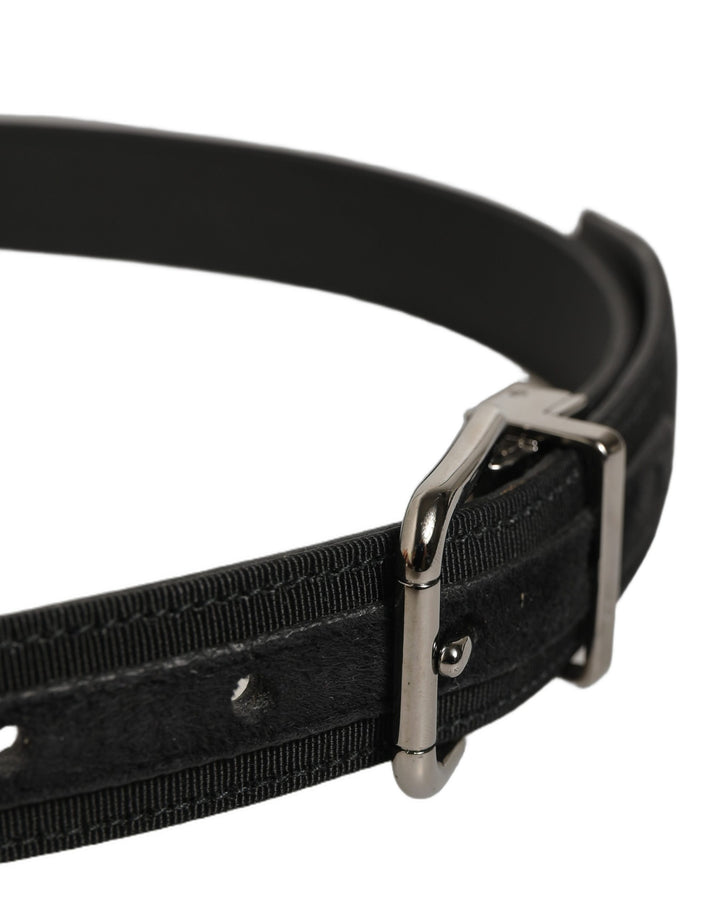 Dolce & Gabbana Black Classic Leather Silver Tone Buckle Belt